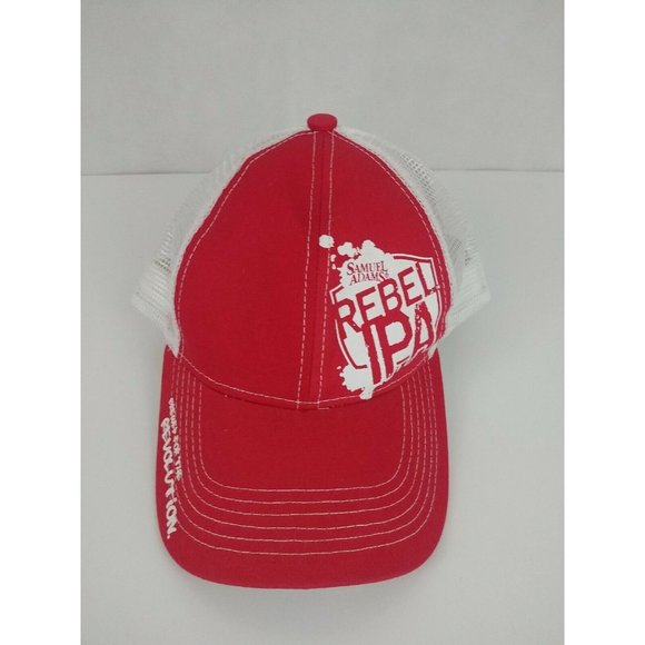 Samuel Adams Rebel IPA Beer Cap Red White Snapback Mesh Trucker Hat - Picture 1 of 6
